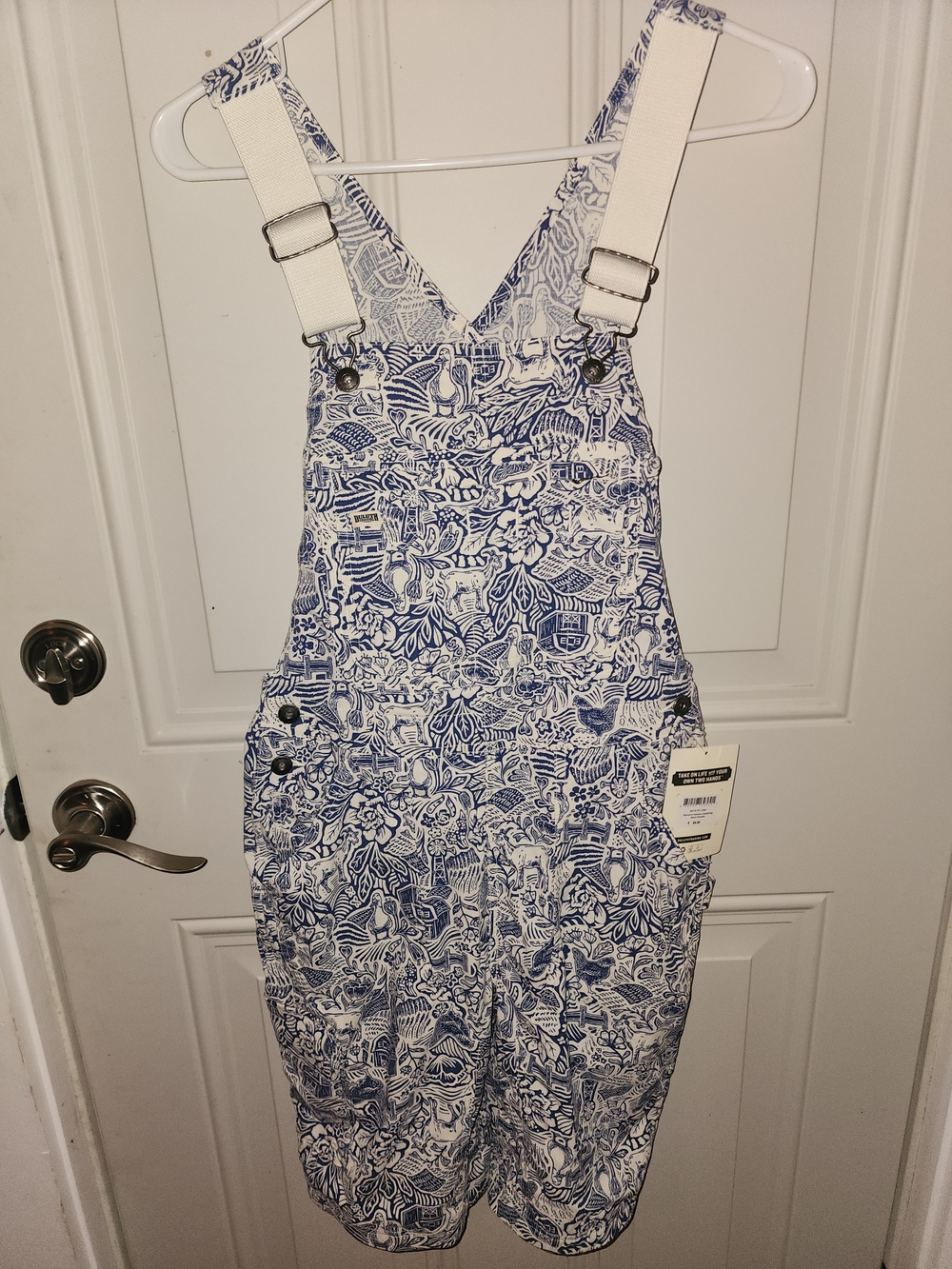Duluth Trading Co Blue & White Printed Women's Garden Bib Overalls XS